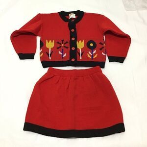Mc kids Red Girls 2 Piece Sweater Skirt Set Size Small